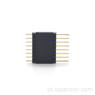 Cabeçalho de pino de 2,54 mm em linha única 8P reto